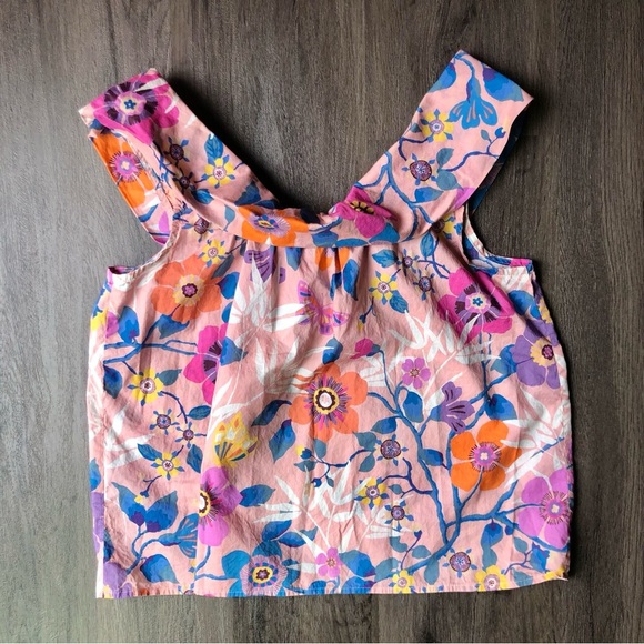 J. Crew x Liberty of London Tank Top Size XS Pink Floral Colorful Garden Fairy - Picture 3 of 6